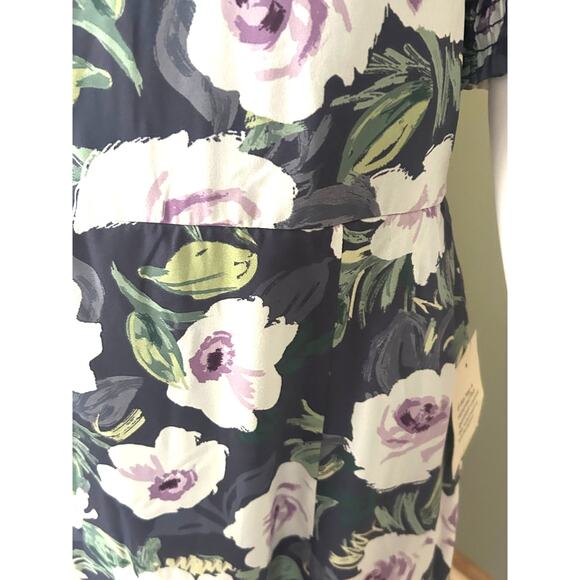 Bohme Delilah Midi Dress Floral NWT Lavender Ruching Lined Size Large - Picture 9 of 16